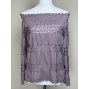 Say What? Y2K Lace Crochet Open Knit Lavender Top Sz S Boho Beach Cottagecore